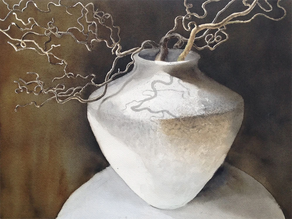 Wazon, akwarela, 41x31 cm