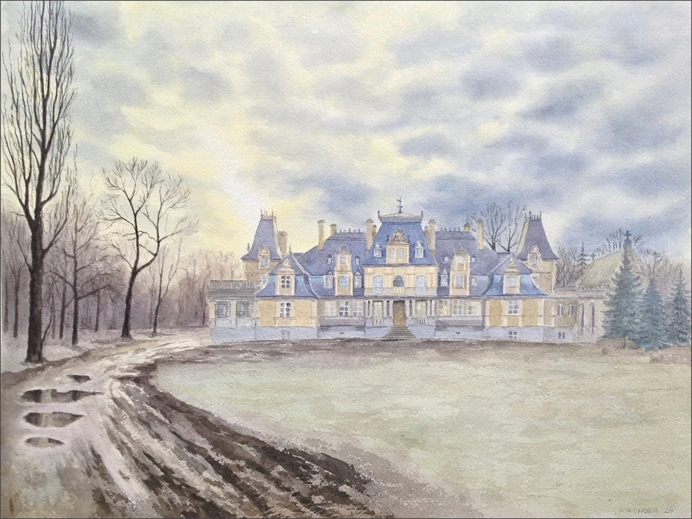 Pałac w Guzowie, akwarela, 41x31 cm